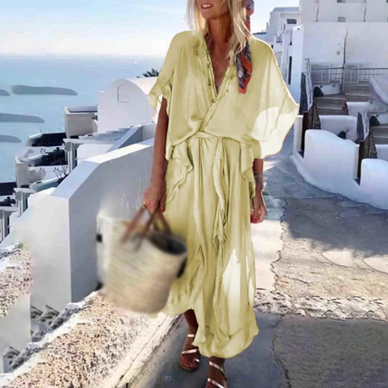 Женское платье женские вечерние летние длинные повседневные Модные свободные