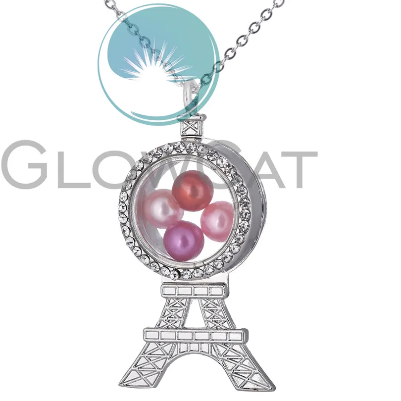 Горный хрусталь ожерелье Эйфелева башня Стекло живая память фото медальон
