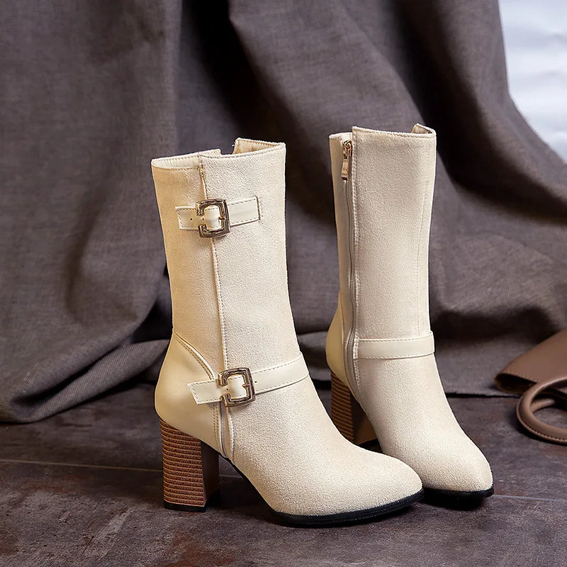 ASUMER/новые ботинки до середины икры больших размеров 34 48 обувь на высоком