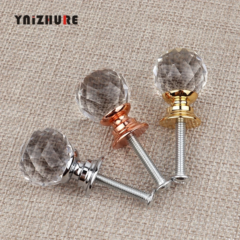 YNIZHURE Brand Design 20mm Crystal Ball Glass Knobs Cupboard Drawer Pull Kitchen Cabinet Door Wardrobe Handles Hardware
