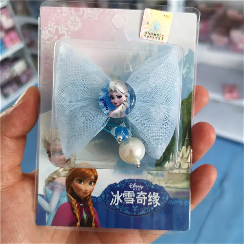 Disney из мультфильма «Холодное сердце» Детская резинка для волос с бантом, для куклы аксессуары зажим для головы с Эльзой и повязка на голову для девочек подарок на день рождения Резиновая лента - Цвет: Черный