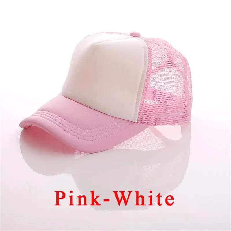 Pink-White Заводские обычные бейсболки бесплатно DIY персональный дизайн логотип изображения текст для взрослых и детей ребенок без рисунка, с сеткой Кепка-бейсболка кепка для мужчин и женщин - Цвет: Pink-White