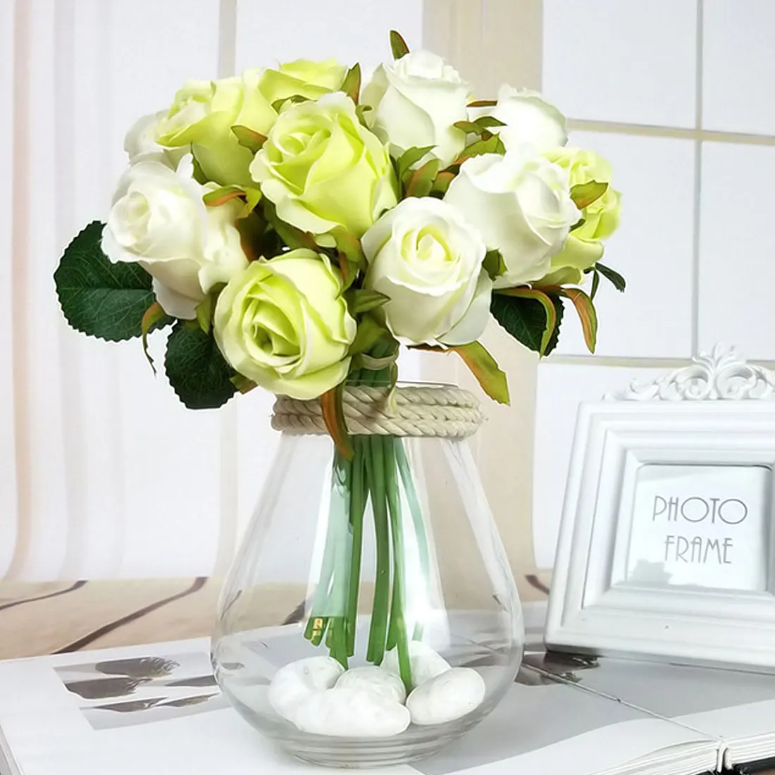 Искусственные шелковые цветы 12 голов/партия французские Розы Цветочные 1 букет