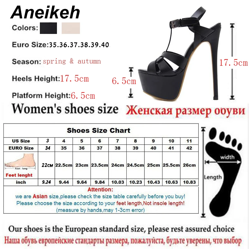 Сандалии Aneikeh на шпильке 17 см платформа высокий каблук открытый носок ремешок с