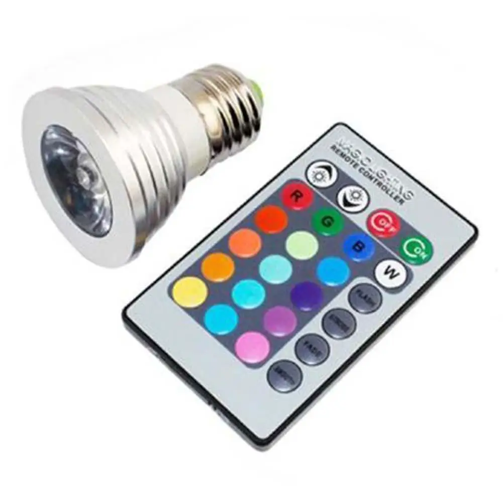 Энергосберегающая светодиодная лампа E27 RGB 16 цветов + 24Key ИК-пульт дистанционного