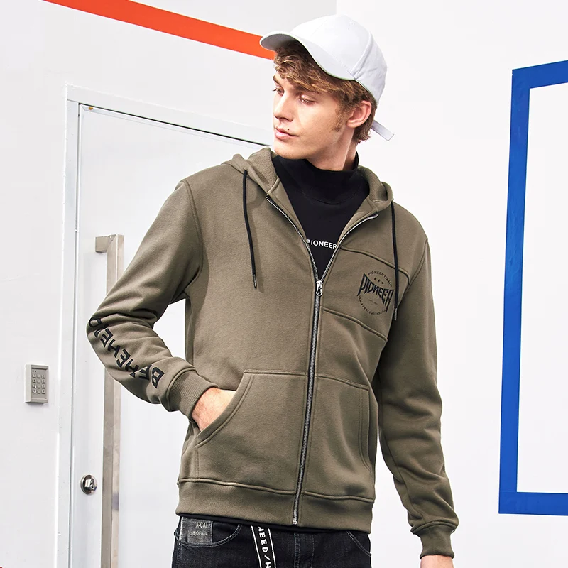 Толстовка мужская зимняя на молнии 100% хлопок AWY701217|brand hoodie men|fashion menhoodies men |