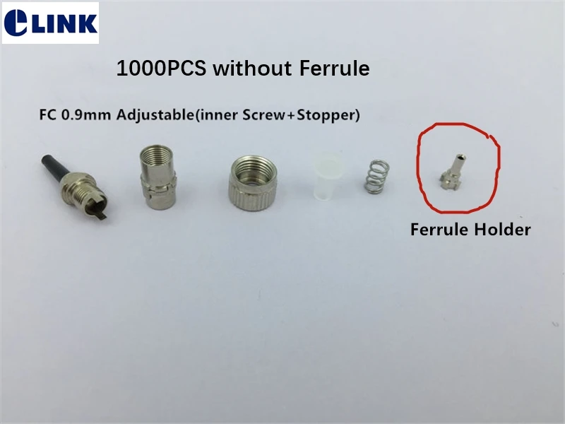 1000pcs FC fiber connector kit 0.9mm without ferrule SM MM inner screw adjustable stopper optical accessories ELINK | Мобильные