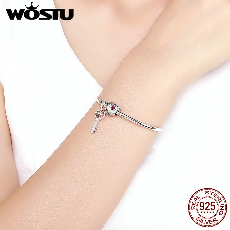 WOSTU, Новое поступление, 925 пробы, серебряный, Любовное обещание, браслеты и браслеты для женщин, романтические, классические бусы, ювелирное изделие, подарок, FIB817