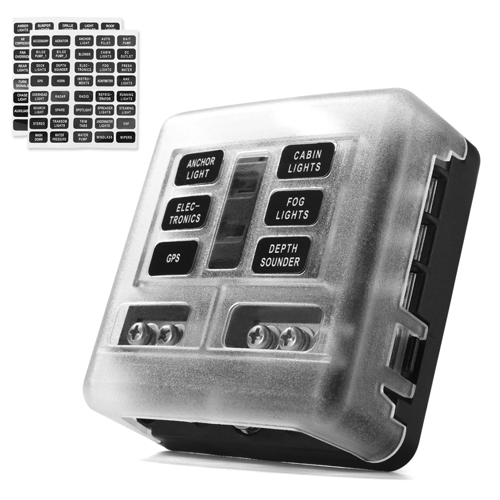 6 Way 12 Way Blade предохранитель коробка держатель 12V 24V для автомобиля лодки морской караван Трайк-автомобиль предохранители с светодиодный Предупреждение ющий светильник