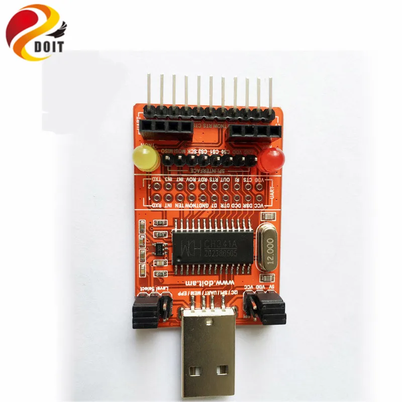 Официальный DOIT CH341A USB Передача I2C/IIC/SPI/UART/TTL/ISP адаптер EPP/MEM параллельный