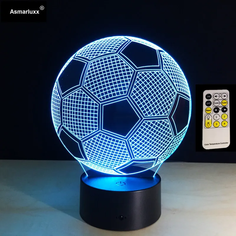 3D иллюзия Футбольная лампа дистанционное или сенсорное управление Светодиодный
