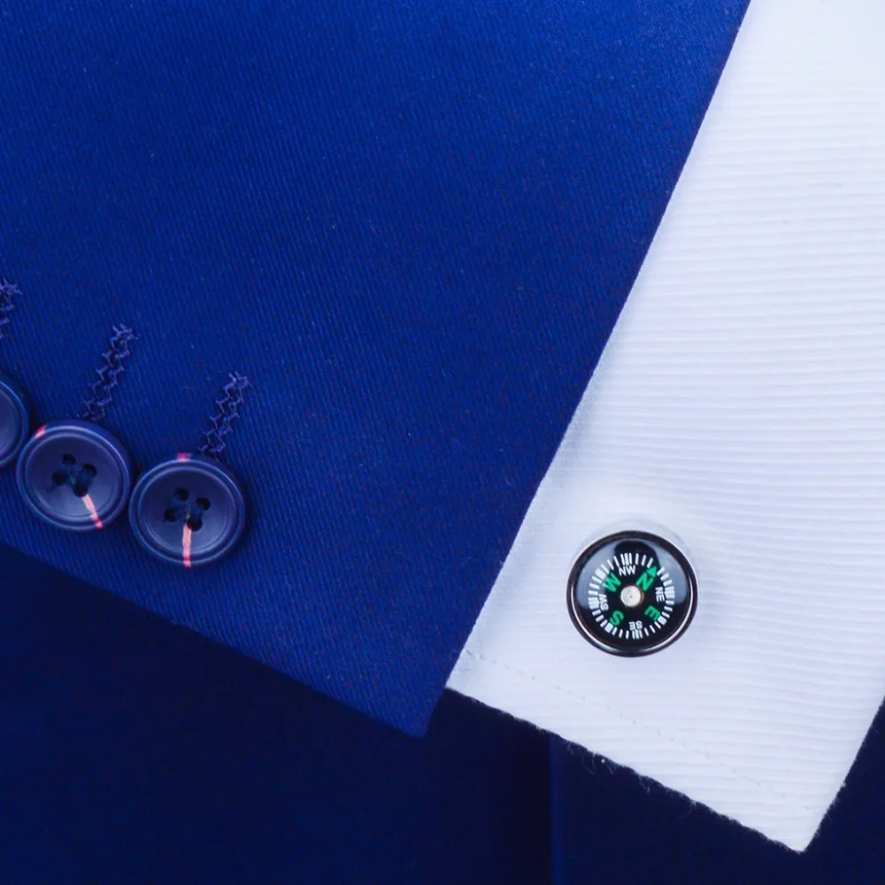 

SAVOYSHI Functional Compass Cufflinks for Mens Shirt Special Gift Free Carving Name Cuff links Round Cuffs Accessories