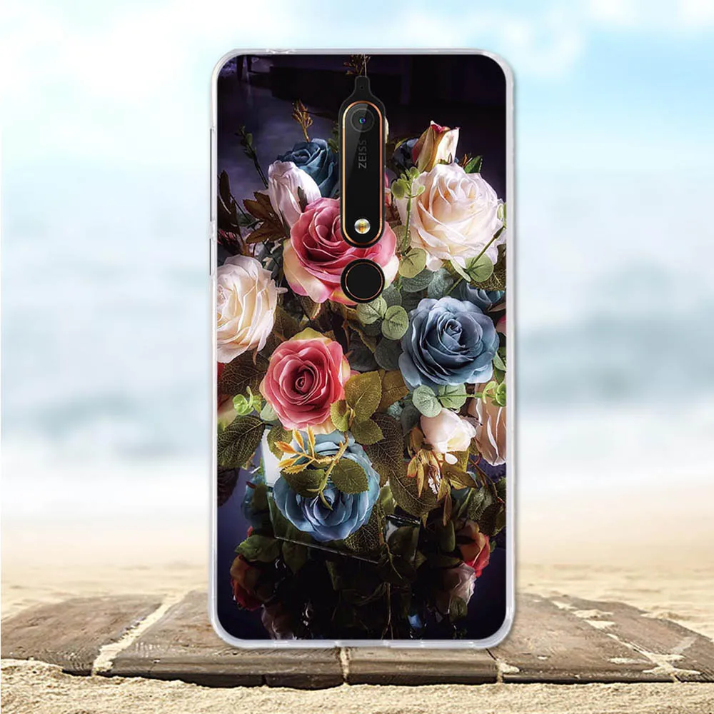 Чехол для Nokia 6 2018 окрашенный защитный силиконовый чехол 1 с милым 3d котом 1/Nokia