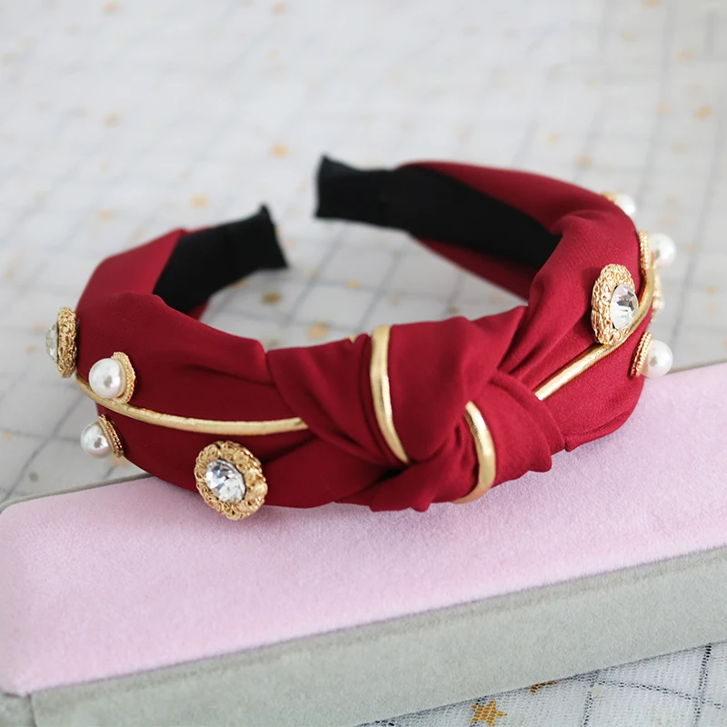 Тканевые аксессуары для волос со стразами женщин и девочек ободки с кристаллами