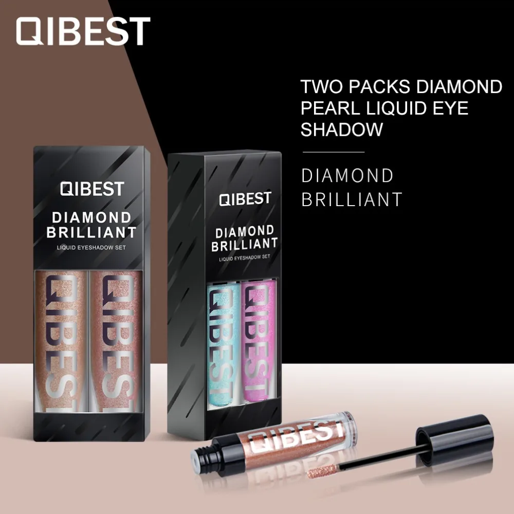Qibest 2 шт./компл. Жидкий блеск Тени для век Водонепроницаемый макияж Diamond 3D