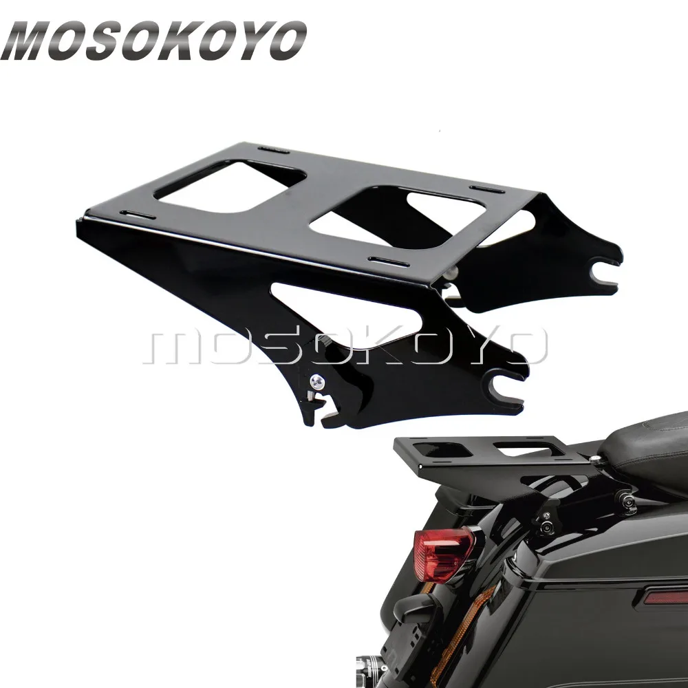 Motorcycle Two Up Detachable Tour Pak Pack Luggage Rack for Harley Touring Road King Street Glide FLHR FLHX 2014-Later Black |