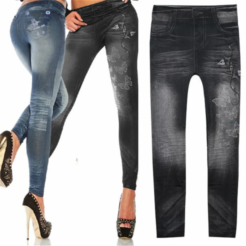 Женские узкие Джеггинсы с высокой талией растягивающиеся джинсовые брюки