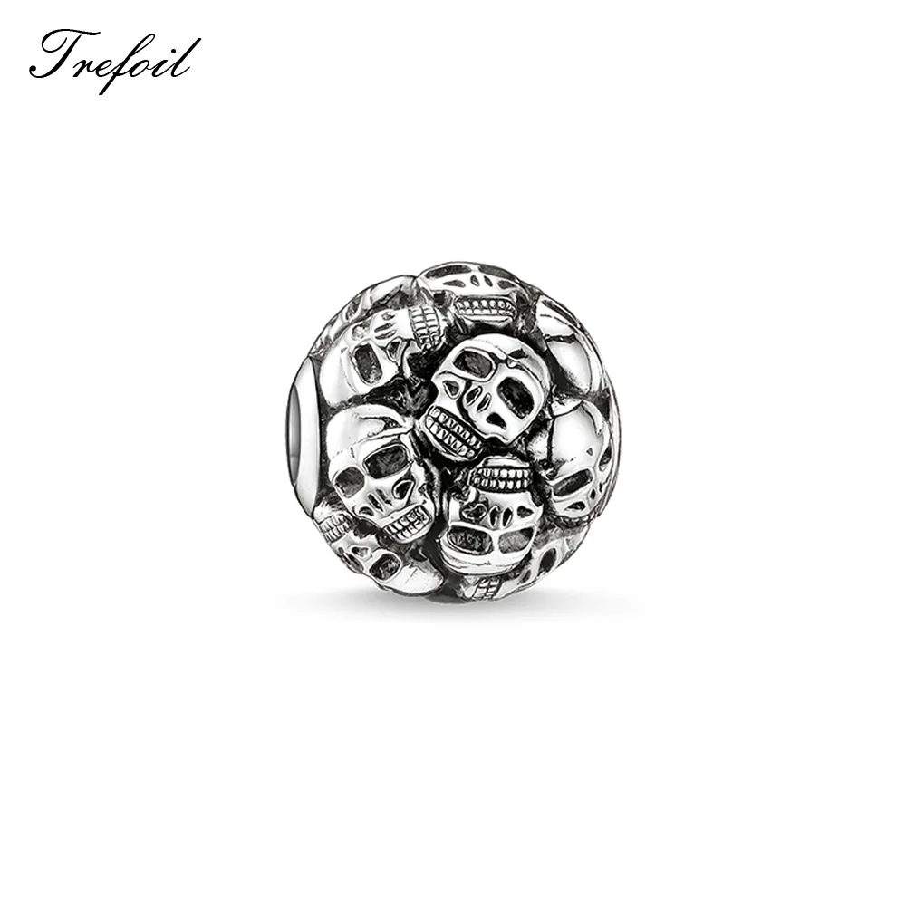 Skulls DIY бусины черепа маори король Лилия, модные 925 пробы серебряные ювелирные изделия панк подарок для женщин мужчин подходят браслеты бусины для бисероплетения - Цвет: Skulls