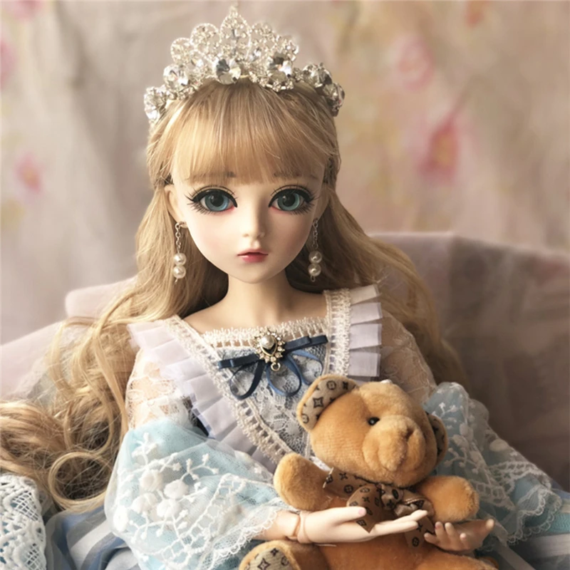 BJD 60 см золотые волосы элегантная кукла игрушки 1/3 голубые глаза с одеждой ручной работы игрушка Косметика силиконовая кукла реборн игрушка подарок для детей