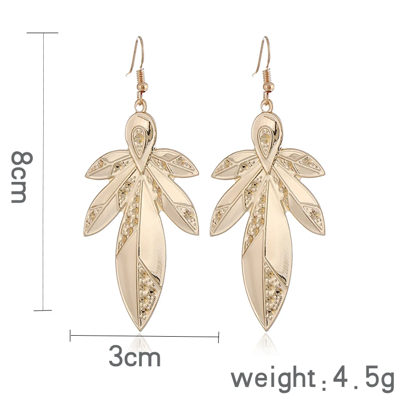FLDZ Leaves long fashion temperament earrings Metal personality style Exaggerated female Creative drop jewelry gifts | Украшения и