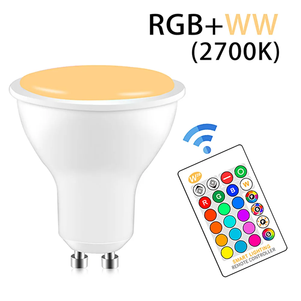 Тёплый белый GU10 волшебный Светодиодный точечный светильник 8 Вт RGB+ белая умная лампа с регулируемой яркостью+ ИК-контроль 16 цветов для украшения спальни, меняющая цвет лампа 220 в 110 В - Испускаемый цвет: Тёплый белый