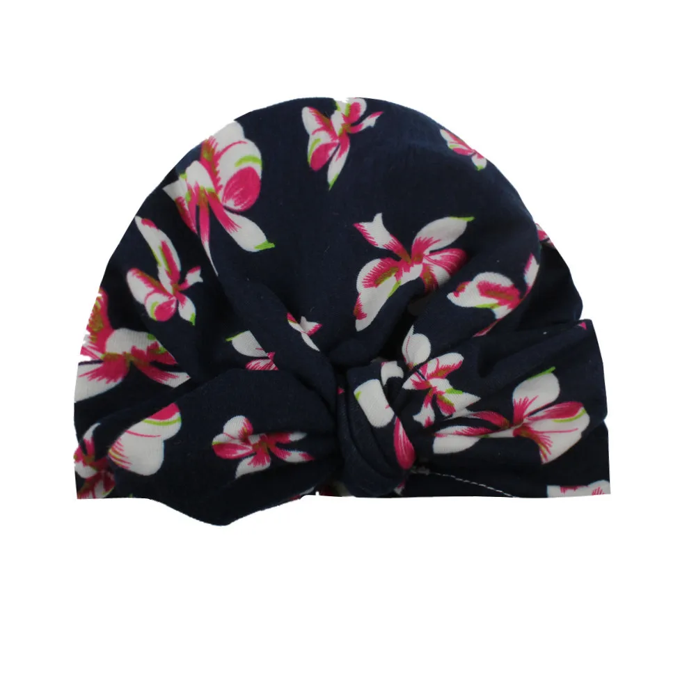 E206975 Sweet Dot Baby Girl Hat with Bow Candy Color Baby Turban Cap for Girls Elastic Infant Accessories 1 PC - Цвет: E206975