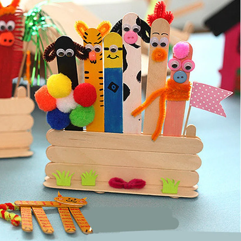 50 шт. деревянные палочки креативные DIY игрушки для детей ручной работы деревянные для мороженого торта DIY Дом изготовление смешной декор поставки