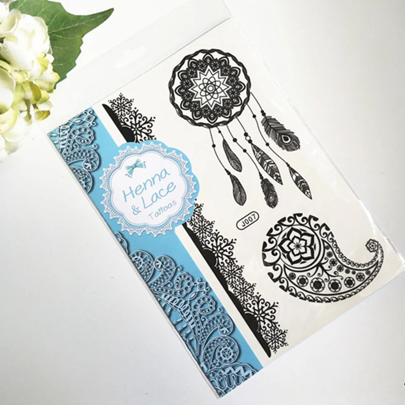 1 шт. черные хны тату наклейки в виде кружева для краски тела цветок хна свадебные