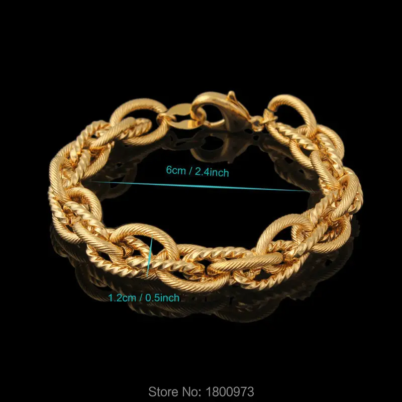 FashionJewelry. Золотой цвет круглая цепочка и звенья браслеты BanglesTrendy браслет для женщин и мужчин подарок