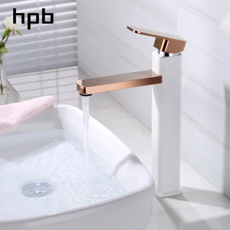 HPB розовое золото кран для раковины ванной комнаты Однорычажный Смеситель