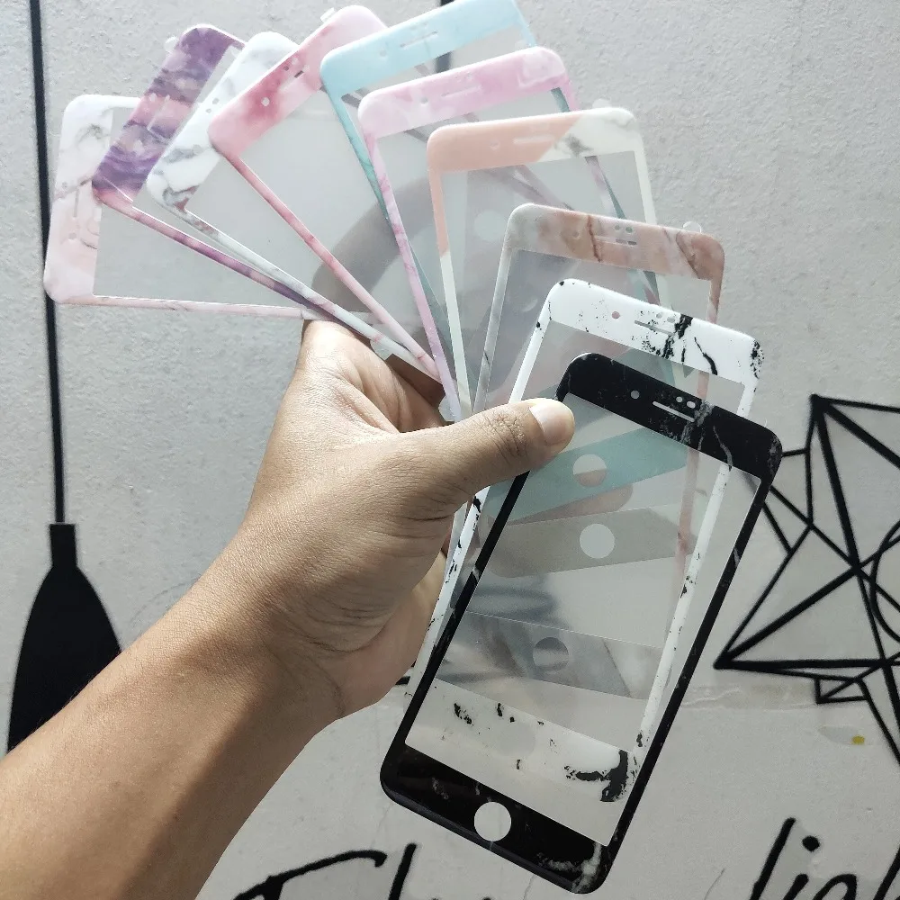 

Cute Marble Full Screen 3D colorful tempered glass screen protector film For iPhone 12 mini 11 Pro MAX XR XS X 7 8Plus protector