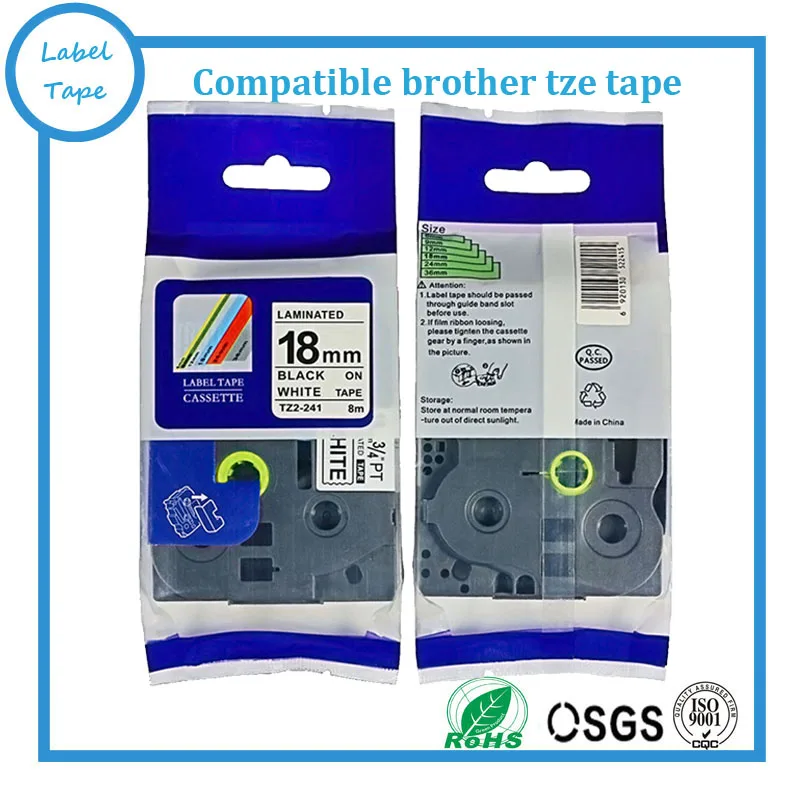 

6PK brother label tape tze tape Tze241 tz241 tze 241 18mm*8m black on white Tze-241 tz 241 P-touch Ribbon label maker