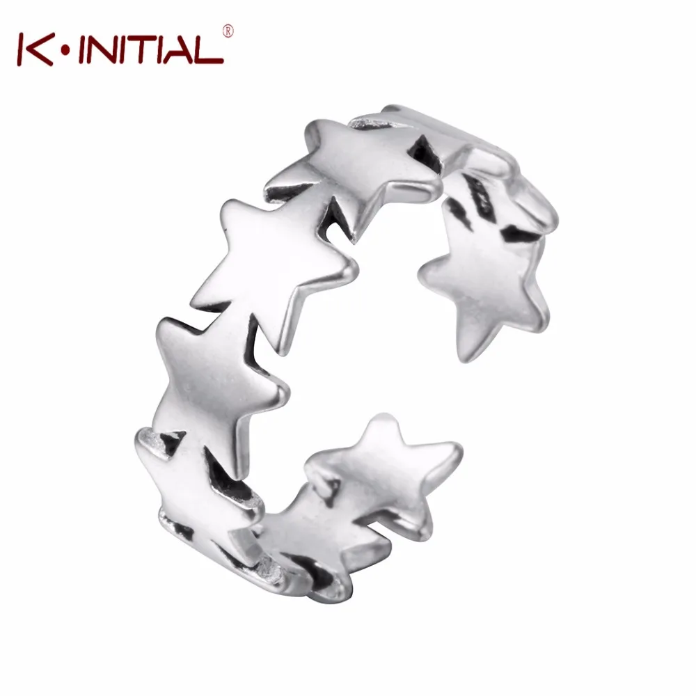Kinitial Star кольца на костяшках Ретро Открытое кольцо с дизайном звёзды двойные