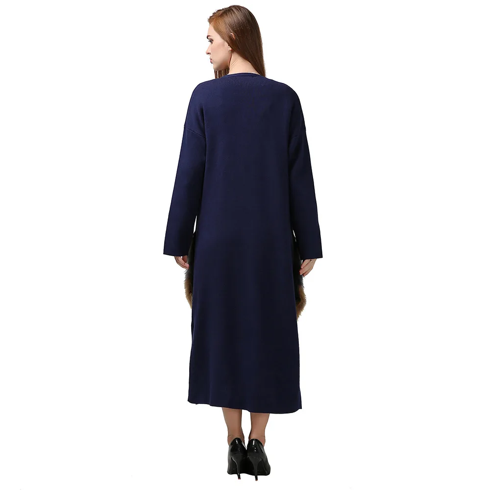 

2019 spring new Korean version of the scorpion hair large pocket ladies cardigan sweater loose temperament long sweater women