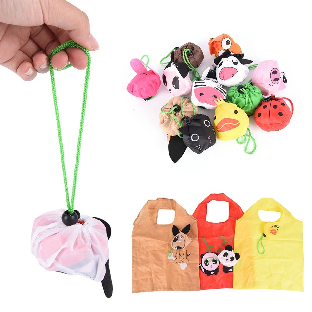

1PC Foldable Shopping Tote Bag Cartoon Animal Panda Frog Pig Bear waterproof shopping bags Storage BagsReusable Eco