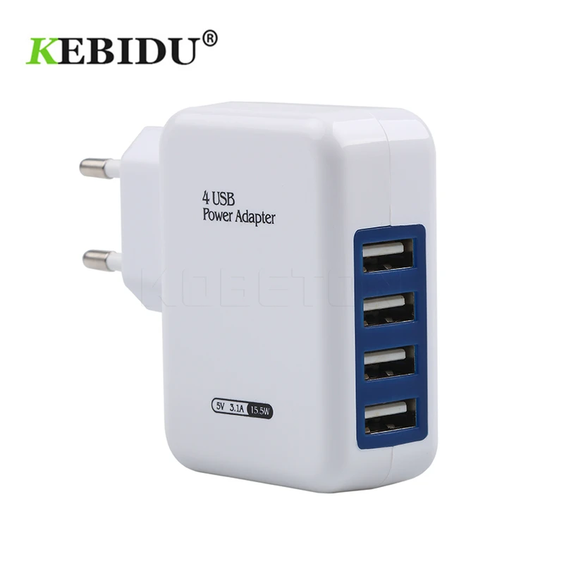 USB адаптер kebidu с 4 портами европейская вилка дорожный настенный питания для