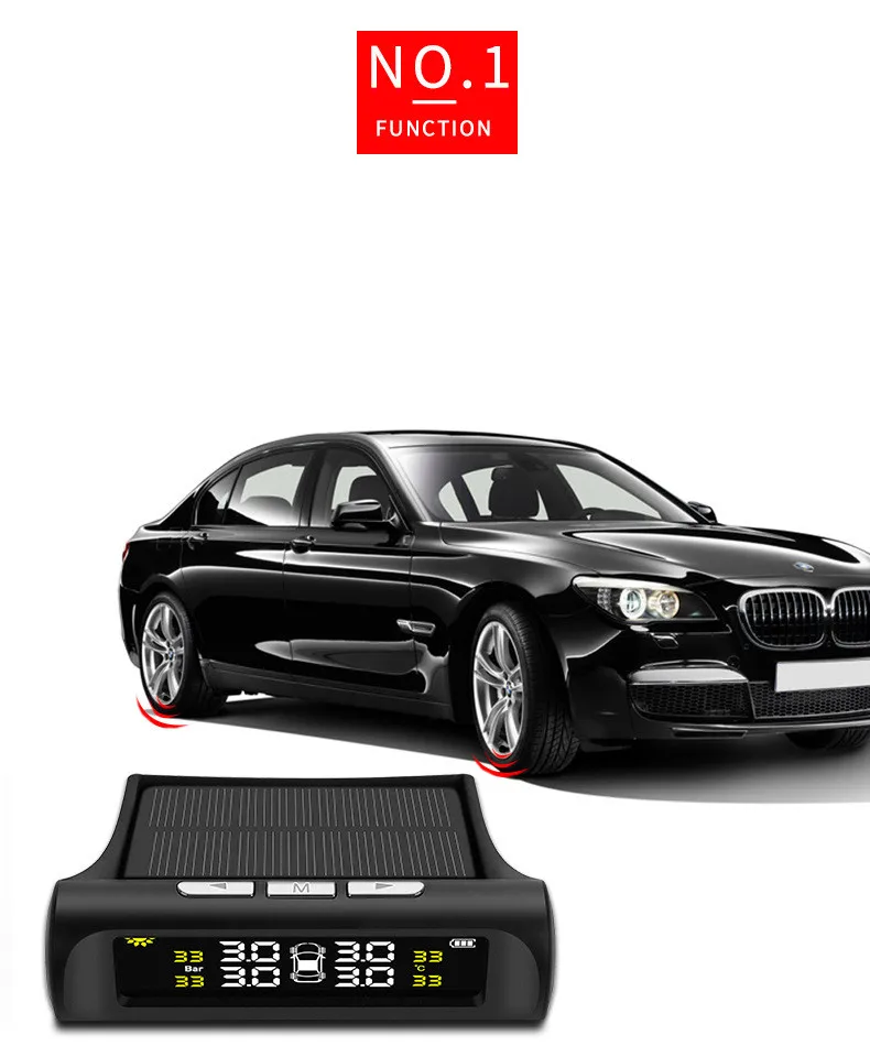 Солнечный TPMS автомобильных шин Давление сигнализации Монитор Системы Дисплей 4