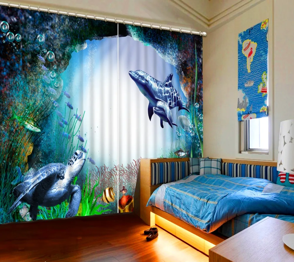 

Современные детские занавески 3d под водой мир прозрачные оконные шторы для гостиной спальни Современные Фото Шторы для детей