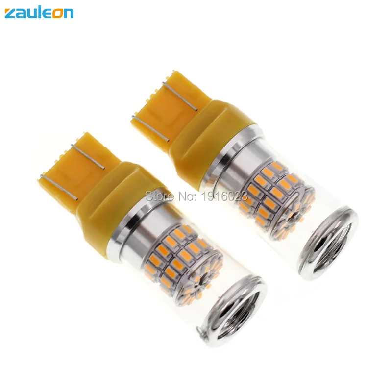 Zauleon 2pcs T20 7443 W21/5W 7440 WY21W с 48SMD 3014 желтый светодиодный светильник для сигнала