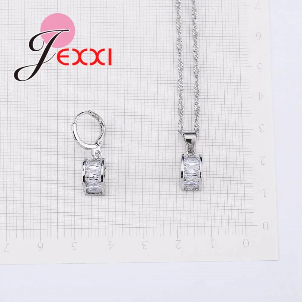 925 Sterling Silver Jewelry Sets for Women Wedding Gift Charm AAA White Austrian Crystal Half Round Design | Украшения и