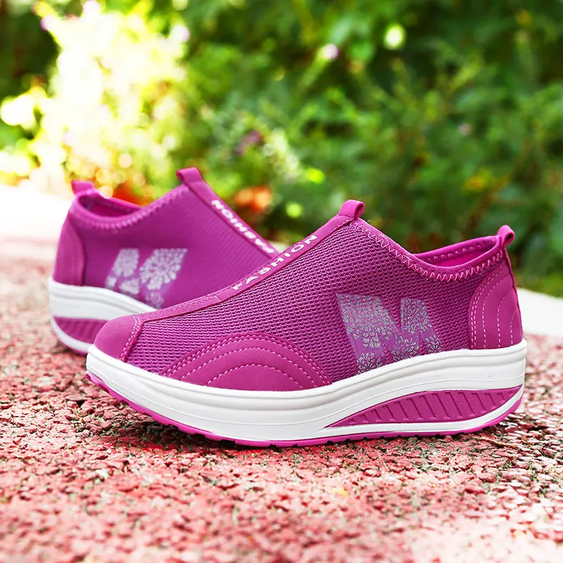 MWY/Женская здоровая обувь для фитнеса; zapatillas mujer Deportiva; дышащие кроссовки на платформе для похудения; женская спортивная обувь - Цвет: Purple