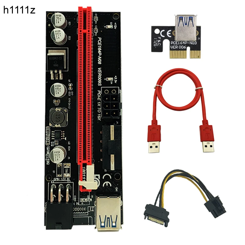 10 шт. новейший PCI Express 1x к 16X PCIE E 009S Molex 6pin адаптер питания SATA USB 3 0 кабель Riser