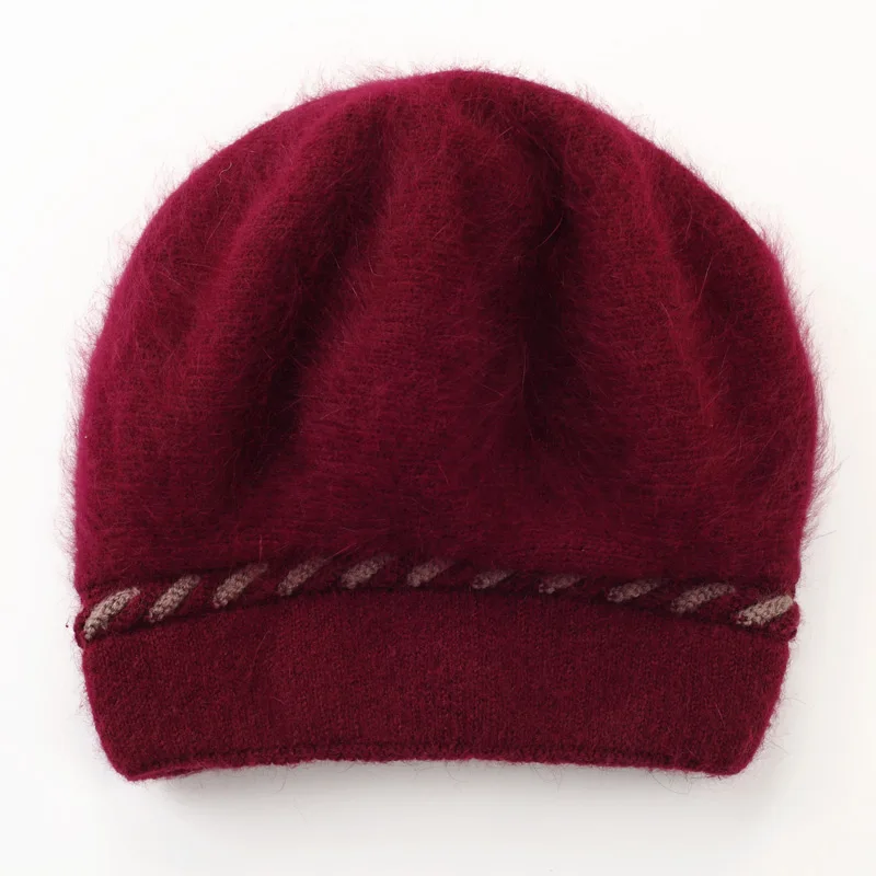 Шерстяная шапка из кроличьего меха для пожилых женщин, 2 шт., теплая вязаная шерстяная шапка для взрослых на осень и зиму, шапка-шарф из шерст... от AliExpress RU&CIS NEW