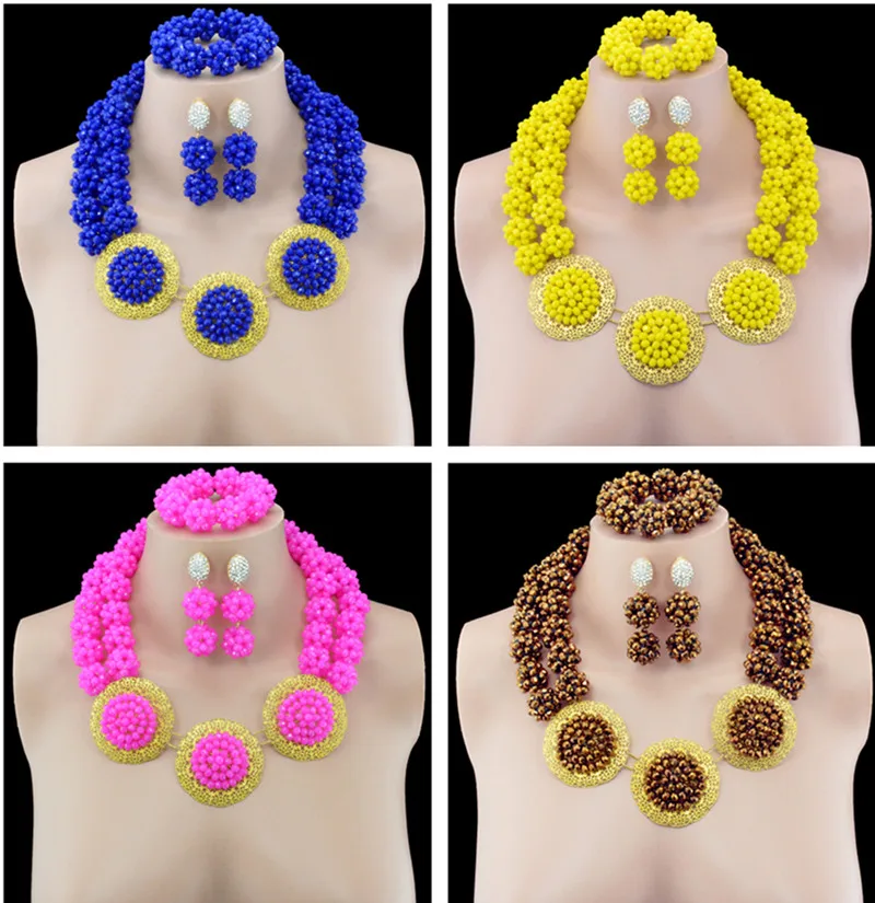 Нигерийские Свадебные африканские Бусины Ювелирные наборы ожерелье Комплект
