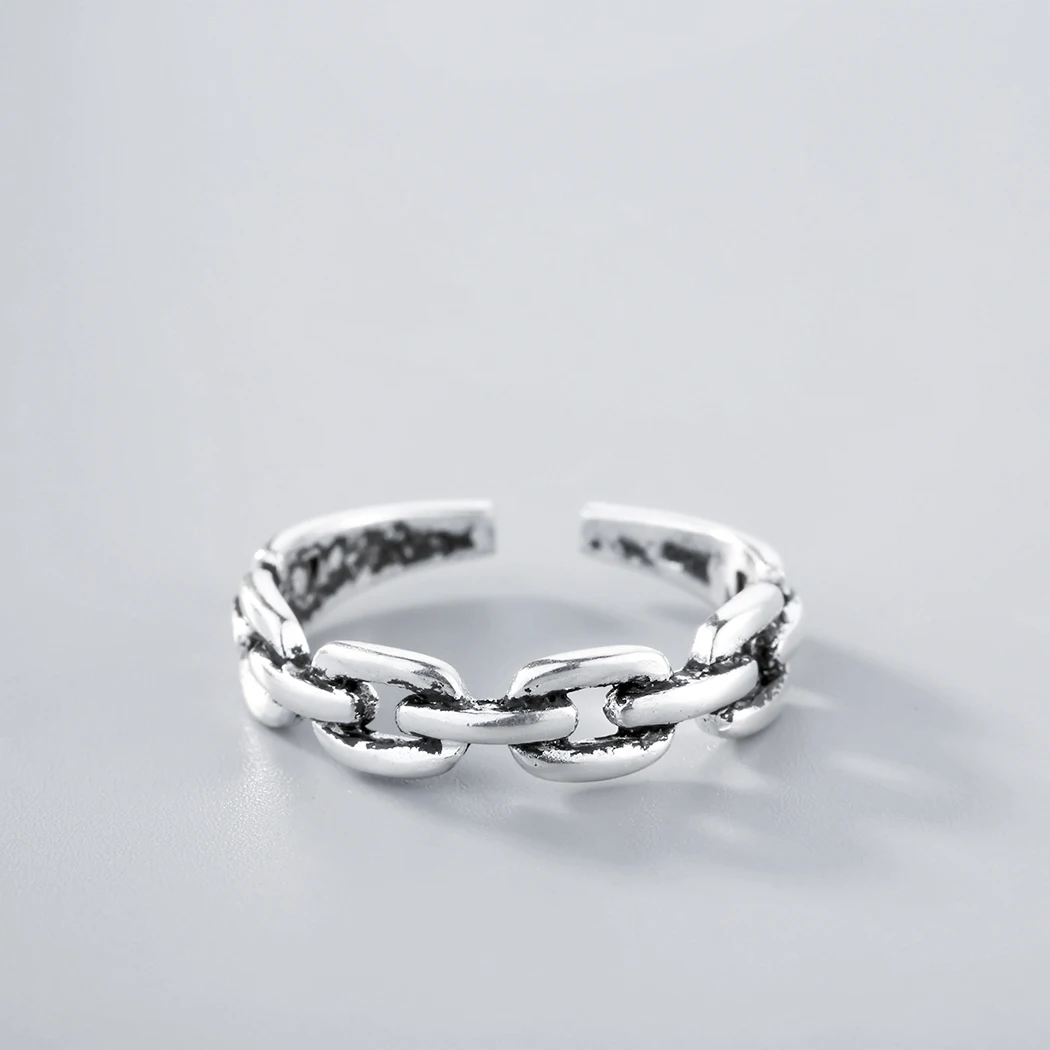 Cxwind Retro Cuban Link Band Ring Opening Simple Design Chain Rings Korea Style Jewelry Mens Hip Hopi Bijoux Femme | Украшения и