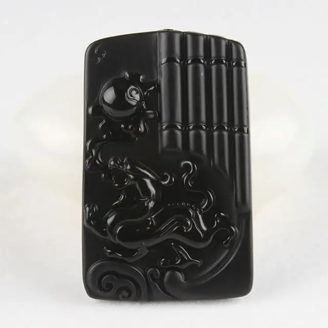 

Elaborate Chinese collection black jade Brave troops auspicious pendant