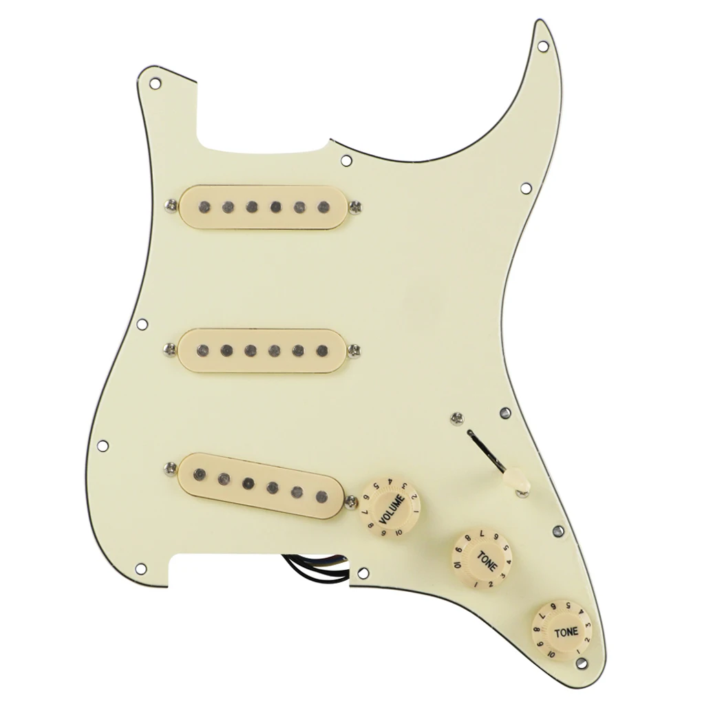FLEOR однокатушный звукосниматель SSS электрогитара загружена Prewired Pickguard царапина пластины Strat 11 отверстий Монтажный набор крем 3Ply