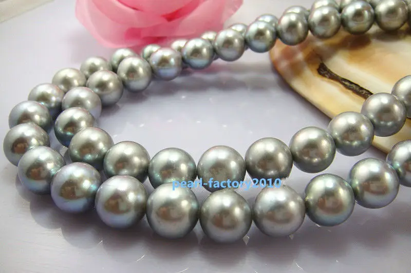 

LONG AAA++ 33"11-12mm REAL south sea NATURAL silver gray pearl necklace >Selling jewerly free shipping