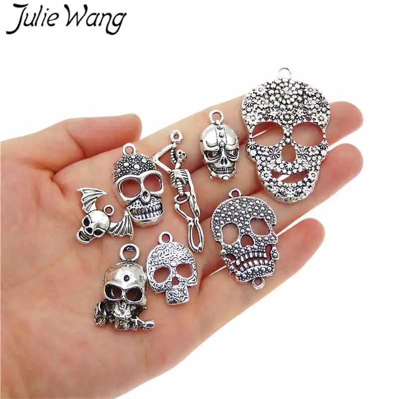 Julie Wang 15 шт. Смешанные Украшения на Хэллоуин Череп Демон Скелет Антикварные цвета