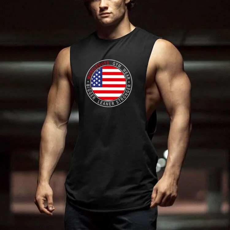 Майка Muscleguys мужская с вырезами без рукавов одежда для бодибилдинга и фитнеса